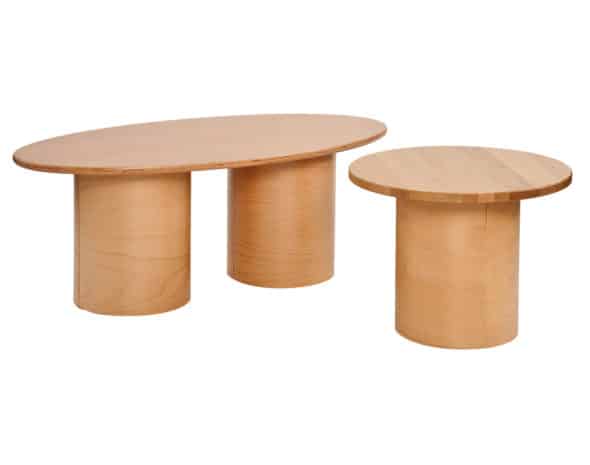 Tables basses en bois pour salons résidences séniors, EHPAD et résidence autonomie.