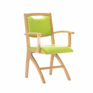 Chaise avec accoudoirs à appui sur table pour personnes âgées en EHPAD, résidences séniors, résidences autonomie.