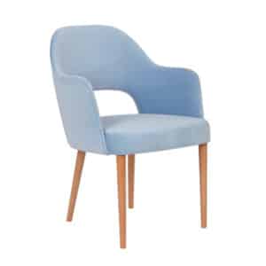 Chaise avec dossier ouvert et accoudoirs pour personnes âgées.