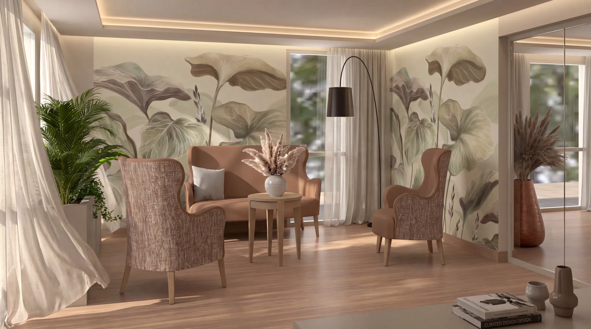 Vue 3D d’un projet d’aménagement d’EHPAD conçu par les architectes d’intérieur CARELINE